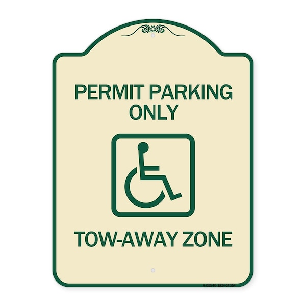 Signmission Accessible Permit Parking Tow-Away Zone W/ Heavy-Gauge Aluminum Sign, 24" x 18", TG-1824-24354 A-DES-TG-1824-24354 - main